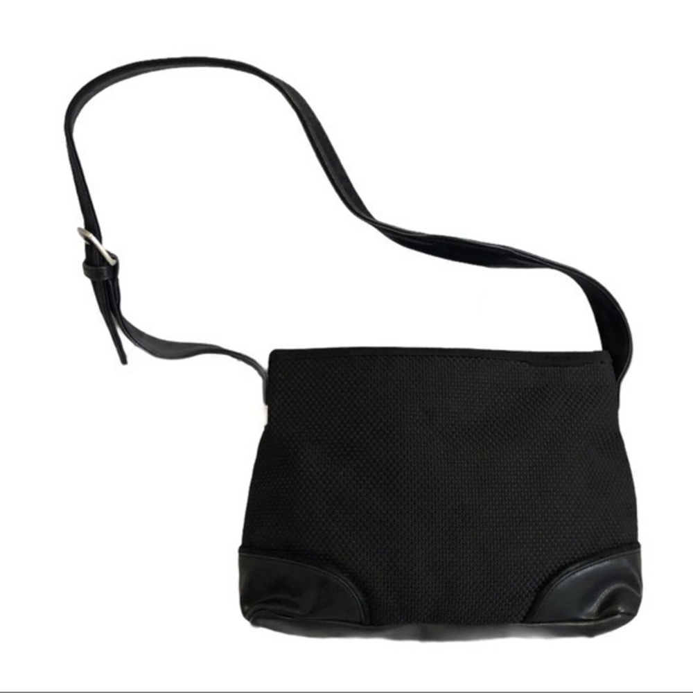 The Sak Black Leather Woven Shoulder Bag